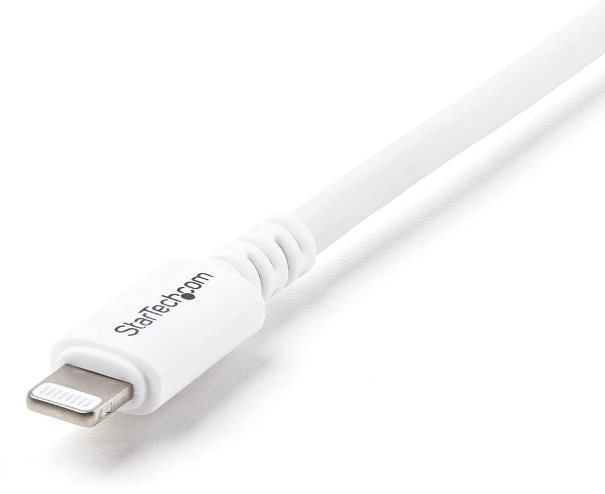 StarTech.com 3m (10ft) Long White Apple 8-pin Lightning Connector to USB Cable for iPhone / iPod / iPad - Charge and Sync Cable (USBLT3MW) 10ft White