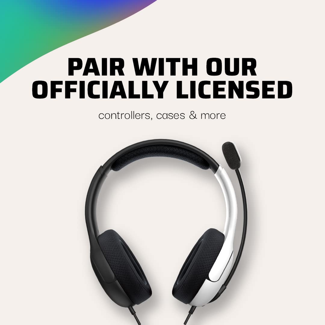 PDP Gaming LVL40 Stereo Headset with Mic for Switch OLED - Noise Cancelling Microphone - Black & White - Nintendo Switch Black/White Headset