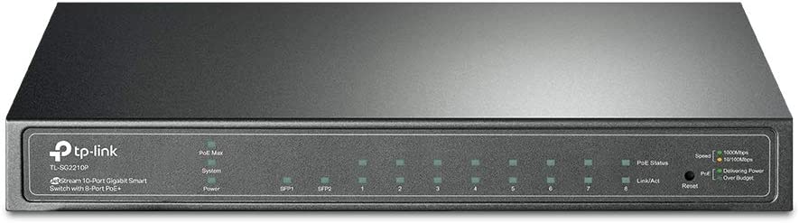 TP-Link TL-SG2210P V3, Jetstream 8 Port Gigabit Smart Managed PoE Switch, 8 PoE+ Ports @61W, 2 SFP Slots, Omada SDN Integrated, PoE Recovery, IPv6, Static Routing, Limited Lifetime Protection 8 Port PoE+, 2 SFP Slots, 61W