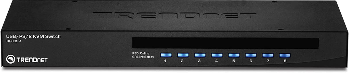 TRENDnet 8-Port USB/PS2 Rack Mount KVM Switch, TK-803R, VGA & USB Connection, Supports USB & PS/2 Connections, Device Monitoring, Auto Scan, Audible Feedback, Control up to 8 Computers/Servers 8 Port USB/PS2