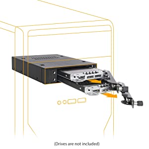 ICY DOCK Rugged Full Metal 2 x 2.5” SATA/SAS HDD & SSD Mobile Rack for External 3.5" Drive Bay with Key Lock & Thumb Screw Design | ToughArmor MB492SKL-B