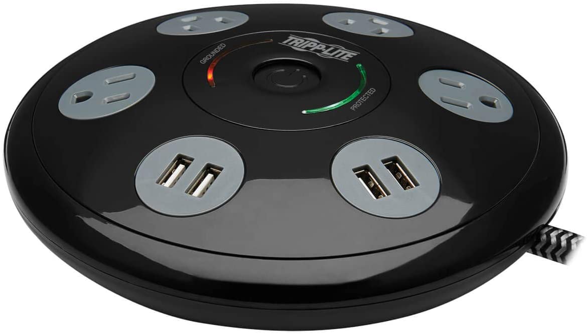 Tripp Lite Conference Surge Protector 4 5-15R 4 USB-A Ports 6ft Cord Black (TLP406USBUFO)