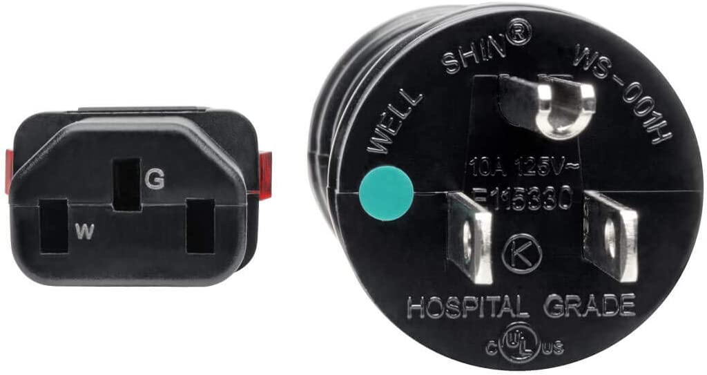 Tripp Lite Hospital-Grade Computer Power Cord (Nema 5-15P to C13), Locking C13 Connector, 10A, 125V, 18AWG, 15 ft. (P006-L15-HG10) 15 ft Hospital Grade