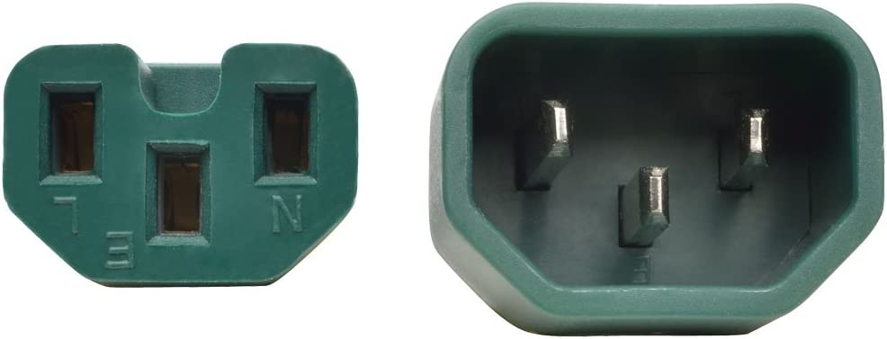 Tripp Lite 3ft Heavy Duty Computer Power Extension Cord 15A, 14 AWG, C14 to C15, Green 3'(P018-003-AGN) Green 3 ft. Power Cord