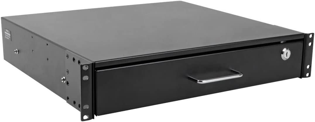 Tripp Lite 2U Locking Rackmount Storage Drawer Rack Enclosures/ Open Frame 2-Post or 4-Post (SRDRAWER2U),Black