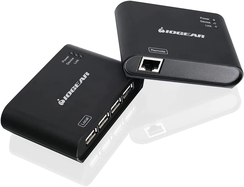 Iogear USB 2.0 4 Port USB Extender - Up To 165Ft - Cat5, Cat5e or Cat6 Ethernet - High Speed (480Mbps) - Plug-n-Play - TAA compliant - Windows - MacOS - GUCE64