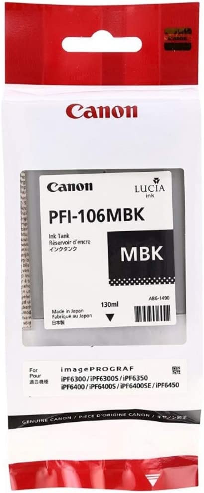 Canon 6620B001AA (PFI-106MBK) Matte Black Ink Cartridge (130 Ml) Ink