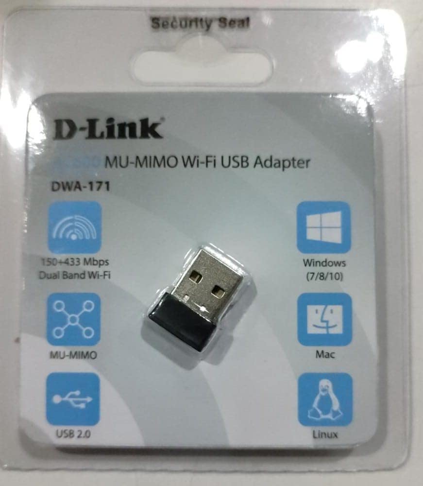 D-Link USB WiFi Adapter AC600 Mini Wireless Internet Dual Band MU-Mimo Wi-Fi Network Desktop Laptop (DWA-171),Black