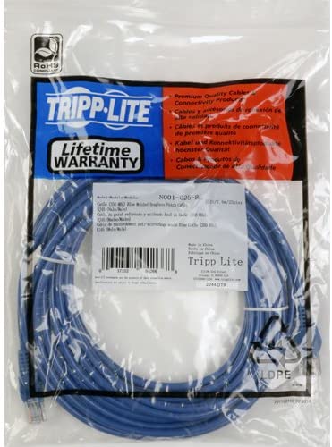Tripp Lite Cat5e 350MHz Snagless Molded Patch Cable (RJ45 M/M) - Blue, 5-ft.(N001-005-BL) 5 Feet Blue