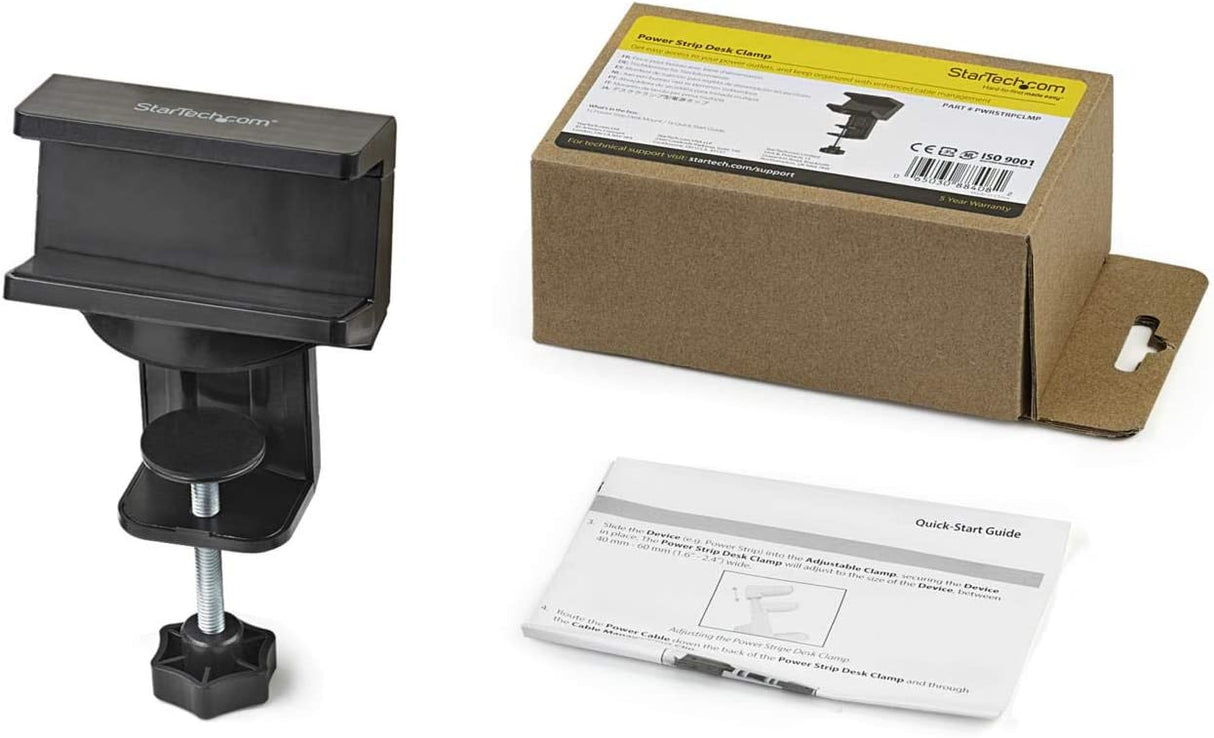 StarTech.com Power Strip Desk Mount - Clamp-on Power Strip Holder - Adjustable - Desk/Table Clamp for Power Strip (PWRSTRPCLMP)