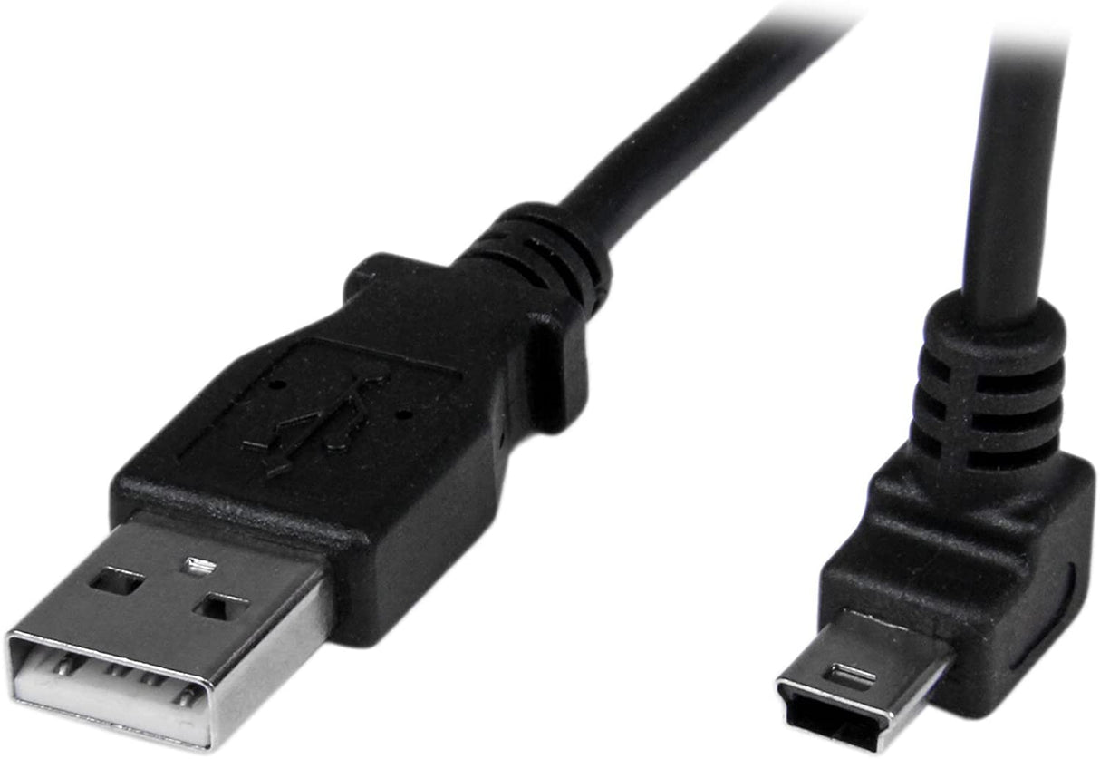 StarTech.com 1m Mini USB Cable Cord - A to Up Angle Mini B - Up Angled Mini USB Cable - 1x USB A (M), 1x USB Mini B (M) - Black (USBAMB1MU) 3 ft / 1m Up Angle