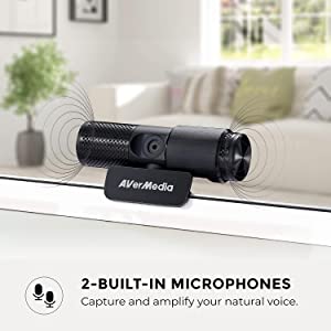 AVerMedia Live Streamer CAM 313: Full HD 1080P Streaming Webcam, Privacy Shutter, Dual Microphone, 360 Degree Swivel Design, Exclusive AI Facial Tracking Stickers. (PW313) 1080p 30fps