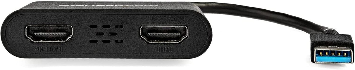 StarTech.com USB 3.0 to Dual HDMI Adapter - 1x 4K 30Hz & 1x 1080p - External Video & Graphics Card - USB Type-A to HDMI Dual Monitor Display Adapter - Supports Windows Only - Black (USB32HD2)