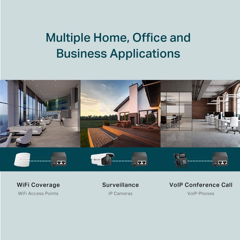 TP-LINK TL-PoE160S | 802.3at/af Gigabit PoE Injector | Non-PoE to PoE Adapter | Supplies PoE (15.4W) or PoE+ (30W) | Plug & Play | Desktop/Wall-Mount | Distance Up to 328 ft. | UL Certified, Black