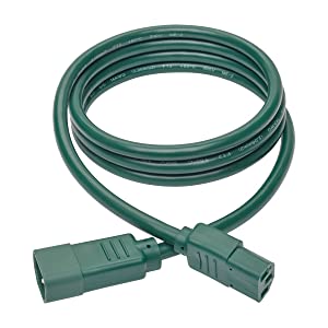 Tripp Lite 6 ft. Heavy Duty Power Extension Cord, C14 to C13, 15A, 14 AWG, Green (P005-006-AGN) Green 6 ft. Cord