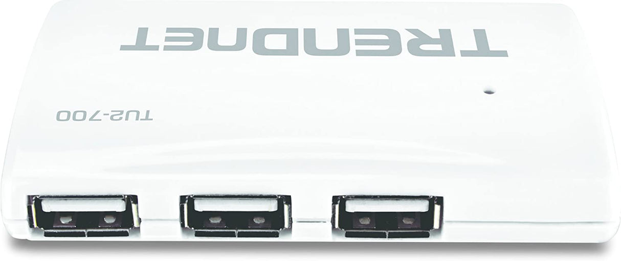 TRENDnet USB 2.0 7-Port High Speed Hub, 5V/2A Power Adapter, Up to 480 Mbps USB 2.0 Connection Speeds, 10 Watts Total Power, Compatible with Windows, Mac, and Linux, White, TU2-700 7 Port USB 2.0