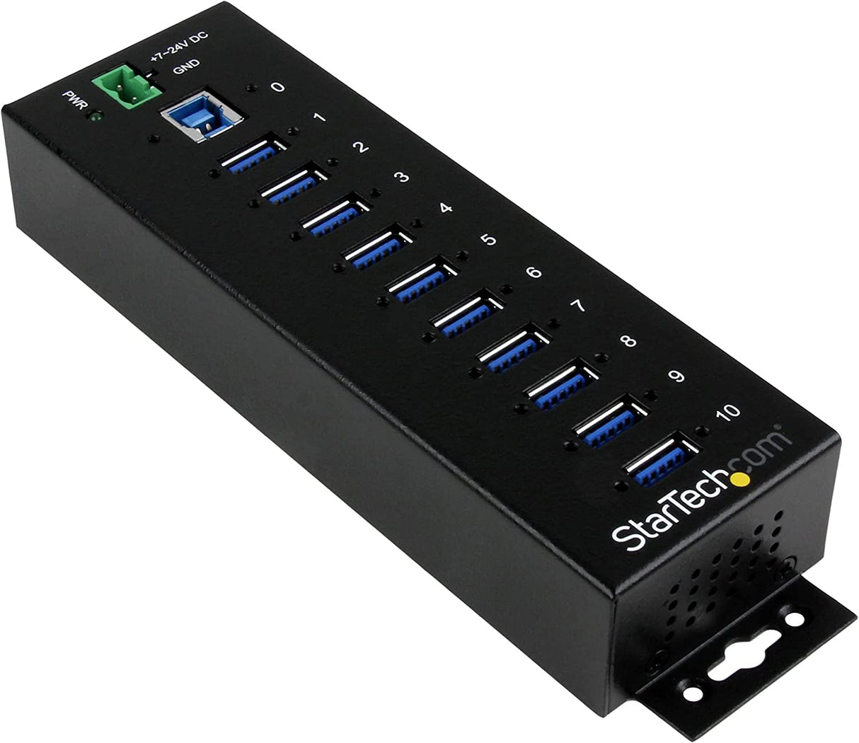 StarTech.com 10-Port USB 3.0 Hub - Metal Industrial USB-A Hub with ESD & Surge Protection - Din Rail, Wall or Desk Mountable - TAA Compliant USB Expander Hub (ST1030USBM) 10 Port USB 3.0