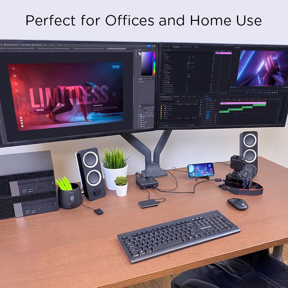 IOGEAR 4x2 USB 3.0 Peripheral Sharing Switch - Share 4 USB Devices Between 2 Computers - LED Indicators - Cables n Remote Included - PC - MAC - Printer - Scanner - Mouse/Keyboard and More - GUS432 2X4 USB 3.0