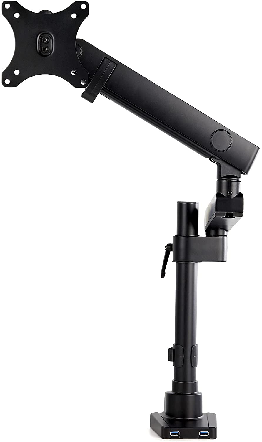 StarTech.com Desk Mount Monitor Arm with 2x USB 3.0 Ports - Pole Mount Full Motion Single Arm Monitor Mount, up to 8kg VESA Display - Ergonomic Articulating Monitor Arm - Clamp/Grommet (ARMPIVOT2USB3)