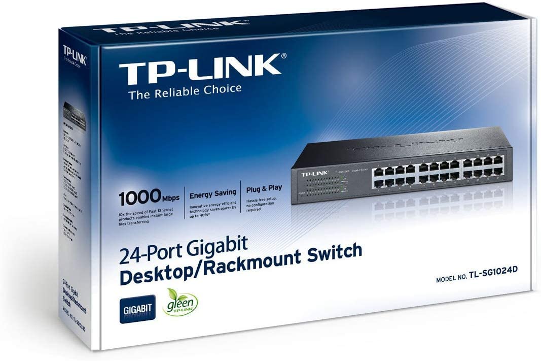 TP-Link 24-Port Gigabit Ethernet Unmanaged Switch | Plug and Play | Desktop/Rackmount | Fanless | Limited Lifetime (TL-SG1024D)