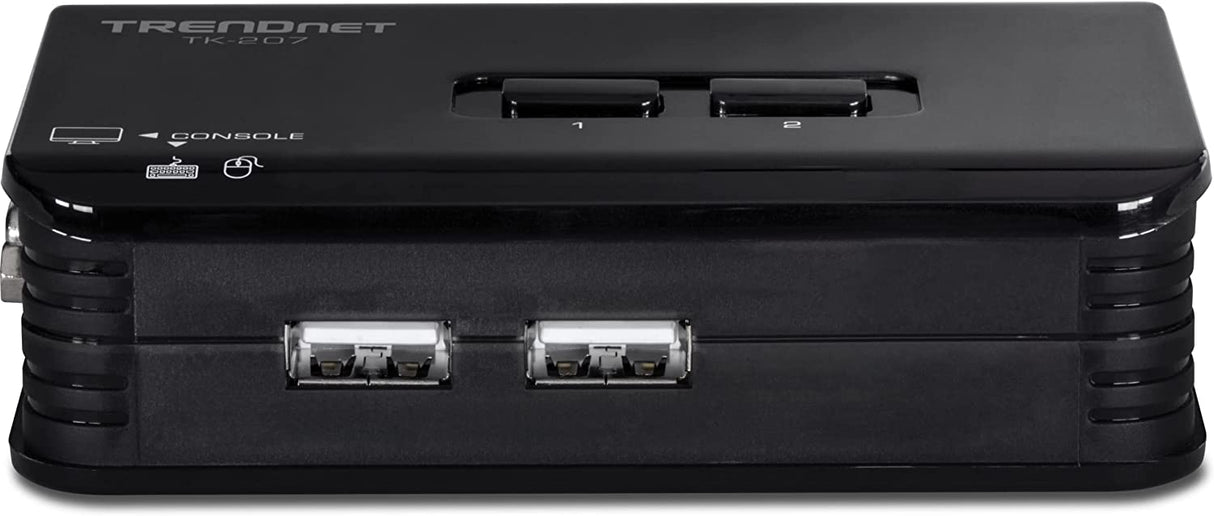 TRENDnet 2-Port USB KVM Switch and Cable Kit, 2048 x 1536 Resolution, Device Monitoring, Auto-Scan, Audible Feedback, USB 1.1, Compliant with Windows and Linux, Hot-Pluggable, White, TK-207K 2 Port USB w/ Cables