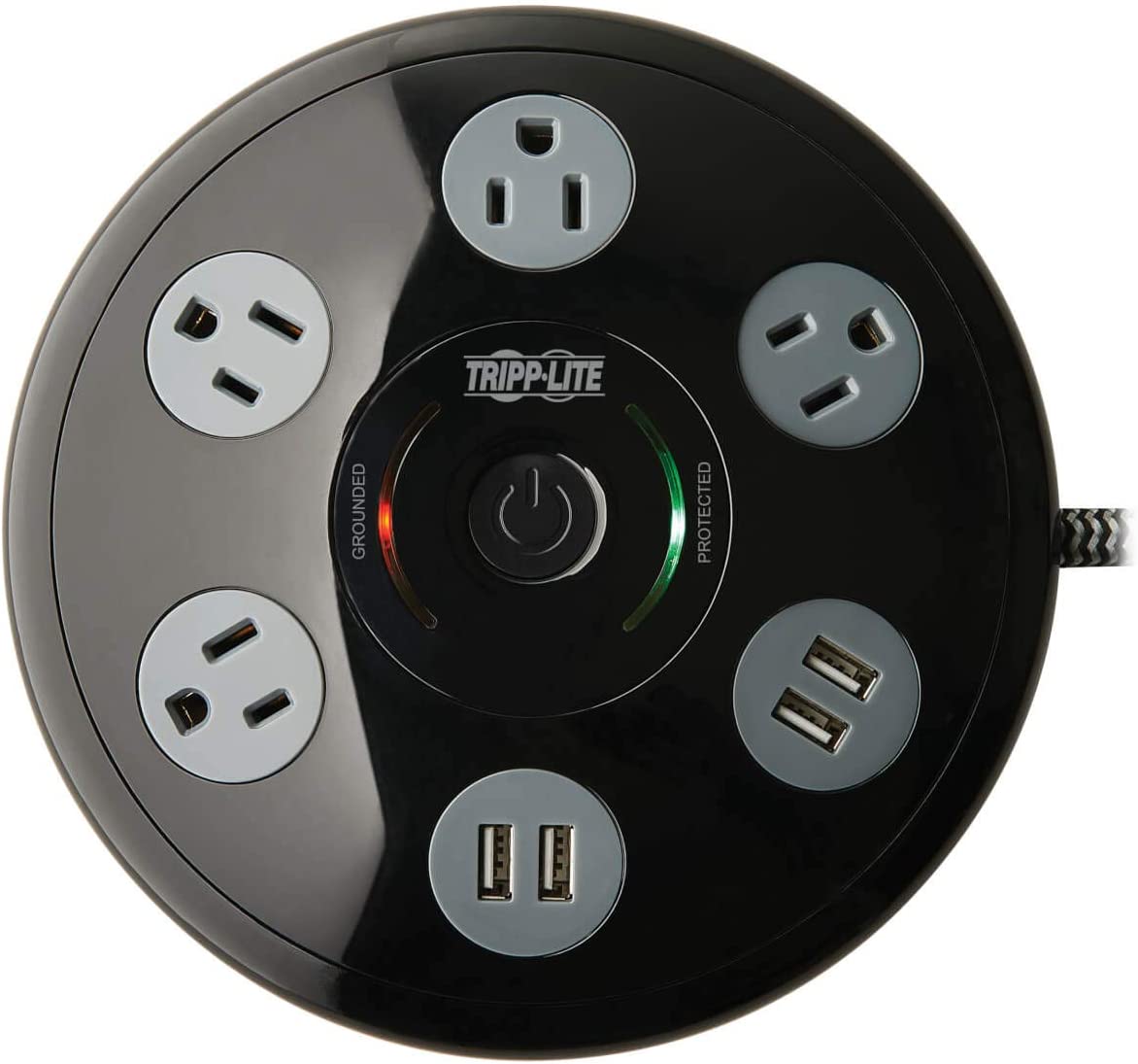 Tripp Lite Conference Surge Protector 4 5-15R 4 USB-A Ports 6ft Cord Black (TLP406USBUFO)
