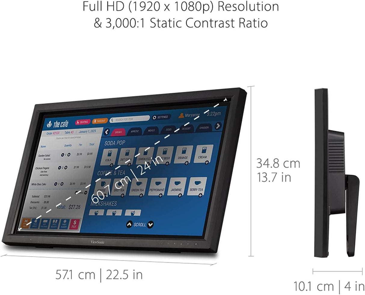 ViewSonic TD2423D 24 Inch 1080p 10-Point Multi IR Touch Screen Monitor with Eye Care HDMI, VGA, USB Hub and DisplayPort 24-Inch Monitor