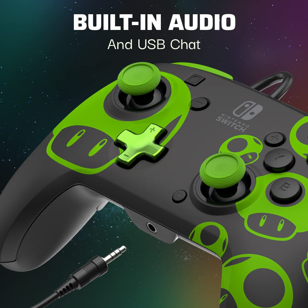 PDP REMATCH Wired Controller for Nintendo Switch/ Lite/ OLED - 1-UP Glow in the Dark