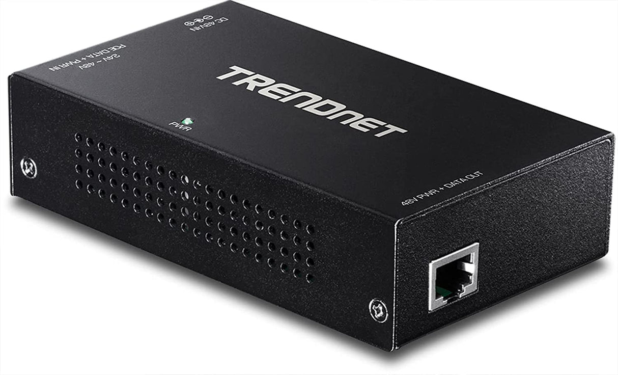 TRENDnet Gigabit PoE+ Repeater/Amplifier, TPE-E110, Extender, 1 x Gigabit PoE+ in Port, 1 x Gigabit PoE Out Port, Extends 100m for Distance Up to 200m (656 ft), Supports PoE (15.4W) & PoE+ (30W) Up to 600m (1,968 ft) Gigabit PoE+