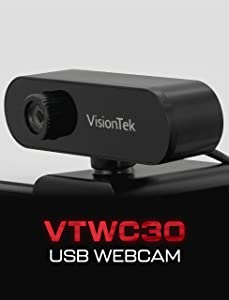 VisionTek VTWC30 Premium Full HD (1080P 30FPS) Webcam, for Windows, Mac, Linux, & Chromebook, Computer Video Camera, Digital Dual Microphones, Manual Focus Lens, Privacy Cover, 83-Degree Viewing Angle