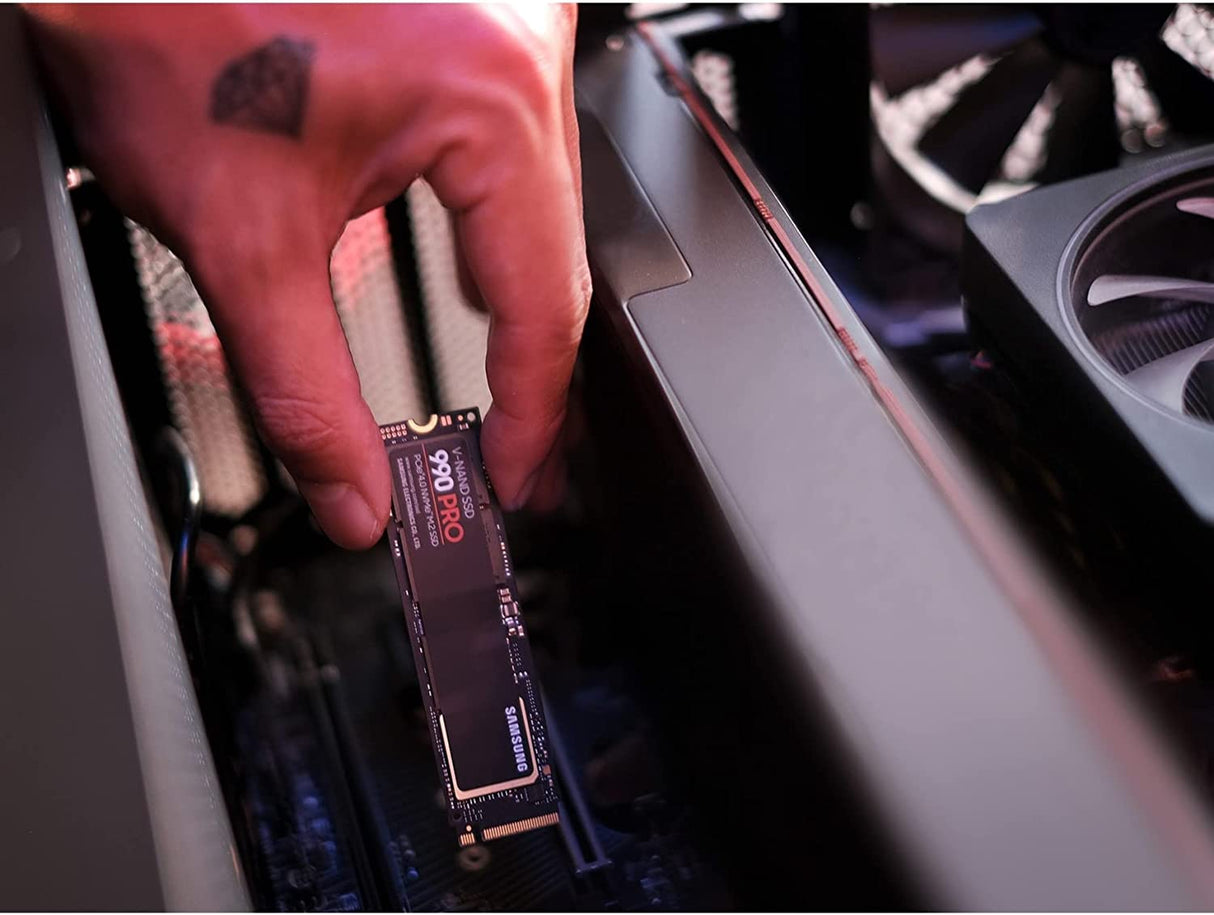 SAMSUNG 990 PRO SSD 1TB PCIe 4.0 M.2 Internal Solid State Hard Drive, Fastest Speed for Gaming, Heat Control, Direct Storage and Memory Expansion for Video Editing, Heavy Graphics, MZ-V9P1T0B/AM