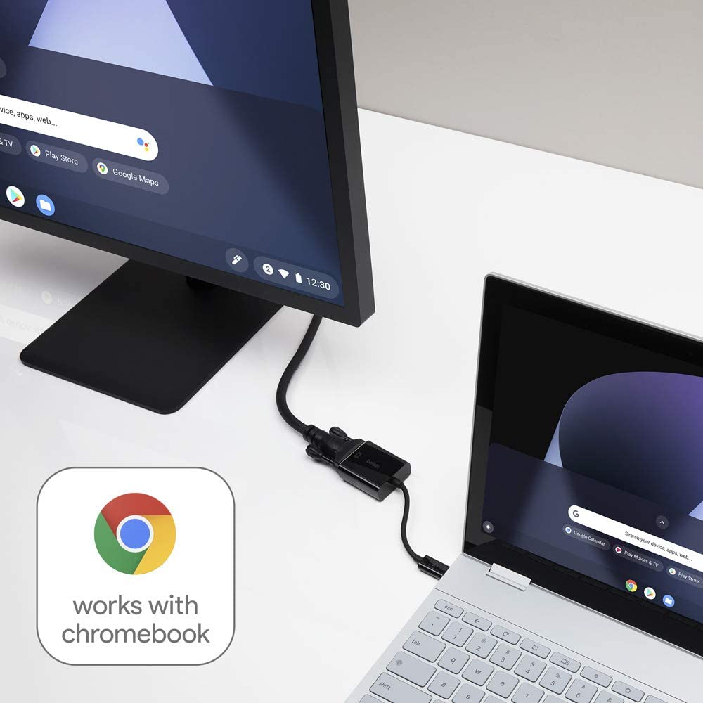 Belkin USB Type-C to VGA Adapter, Works with Chromebook Certified (5.9 Inches) (F2CU037btBLK),Black USB-C to VGA