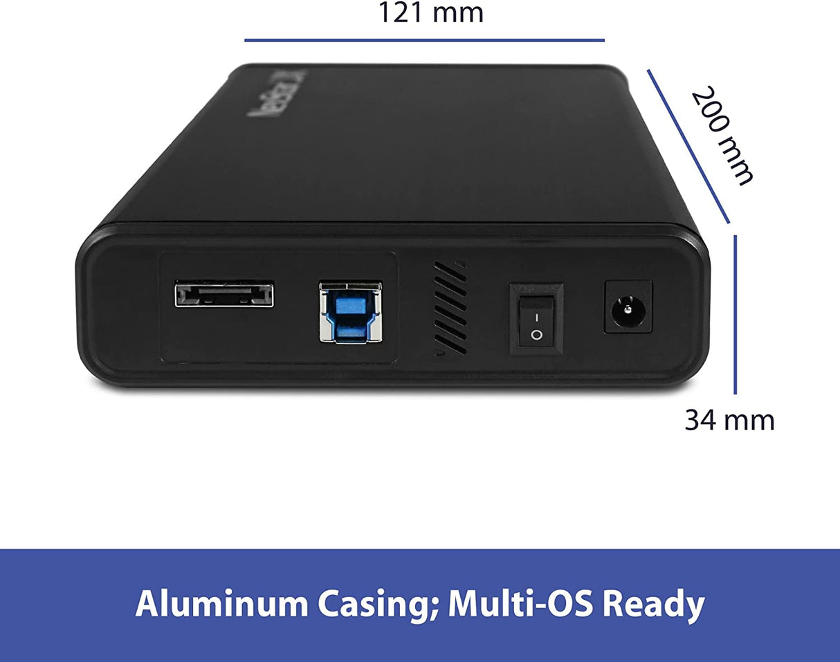 Vantec NexStar JX, USB 3.2 Gen1x1, 3.5" or 2.5” SATA III HDD/SSD Drive Green Enclosure with eSATA (NST-358SU3-BK)