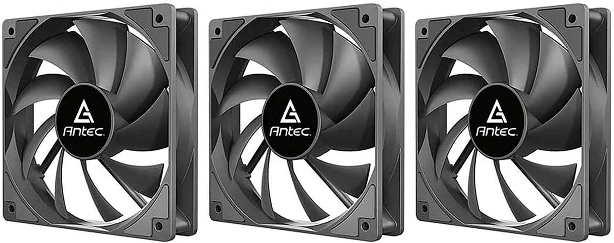 Antec P12 PWM Black 3 in 1 Fan Pack, 120mm, 1400RPM, 4-Pin PWM Connector, Highly Efficient Featuring Minimalism Styling & Optimized Fan Blade Design