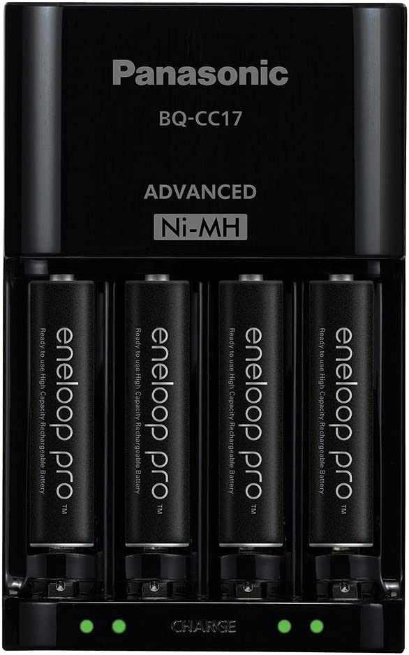 Panasonic K-KJ17KHCA4A 4-Position Charger with AA eneloop PRO Rechargeable Batteries, 4 pk AA 4-Pack w/ Standard Charger