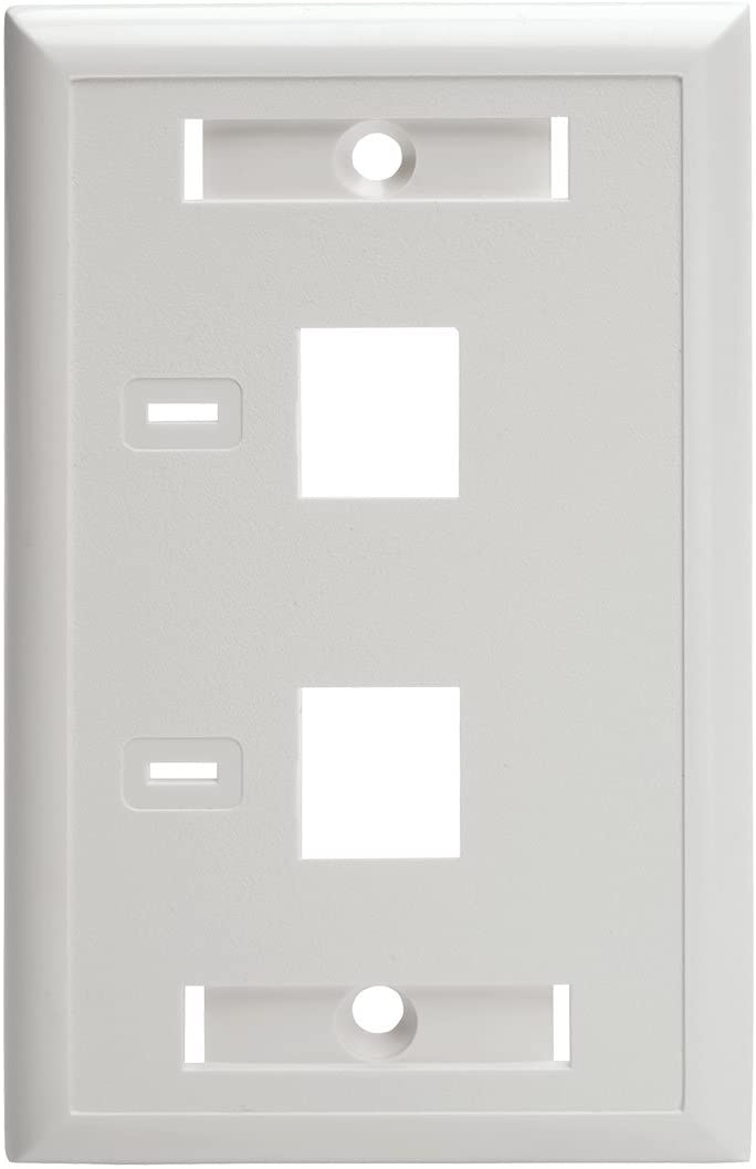 Tripp Lite Dual Outlet RJ45 Universal Keystone Face Plate / Wall Plate White, 2-Port(N042-001-WH)