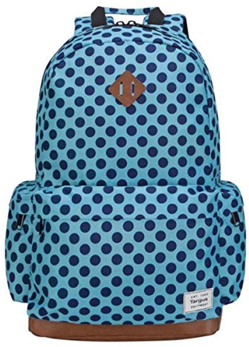 Targus Strata College and Commuter Backpack with Protective Sleeve for 15.6-Inch Laptop, Aqua & Blue Dots (TSB93606GL) Strata Backpack Aqua & Blue Dots