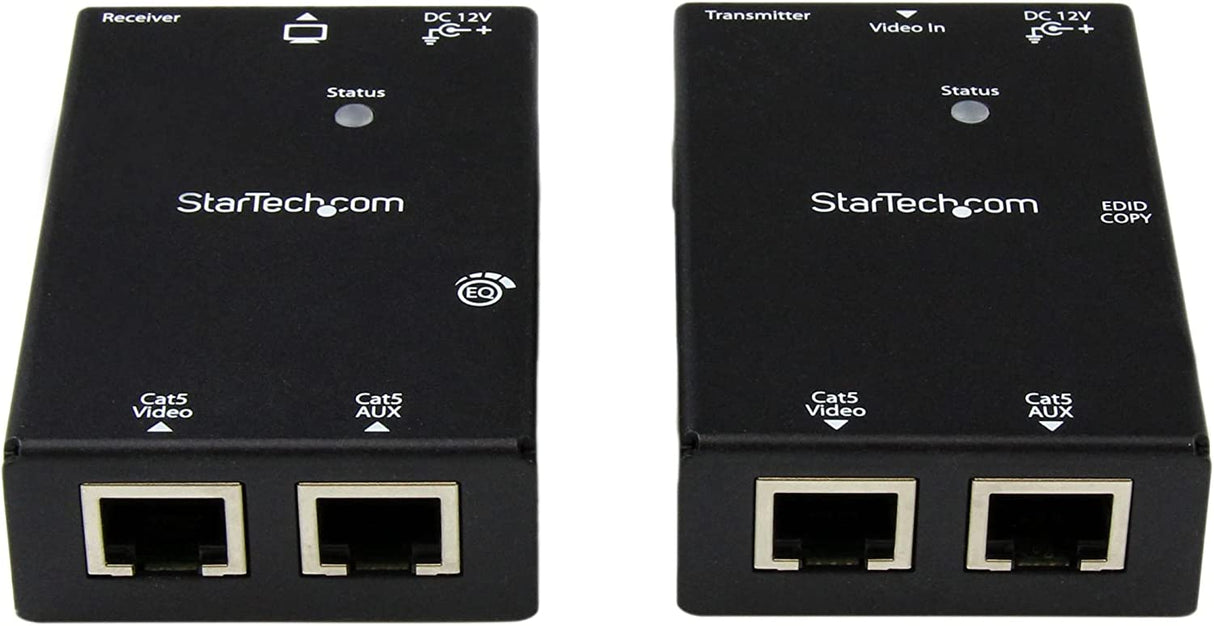 StarTech.com HDMI Over CAT5/CAT6 Extender with Power Over Cable - 165 ft (50m) HDMI Video/Audio Over Dual Ethernet Cable Extender (ST121SHD50),Black