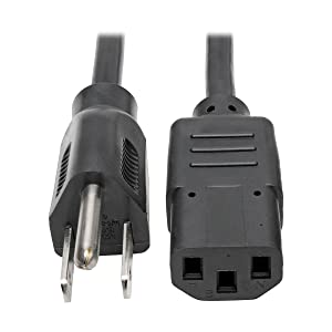 Tripp Lite Standard Computer Power Cord 10A,18AWG (NEMA 5-15P to IEC-320-C13) 4-ft.(P006-004) Black 4ft. Power Cord