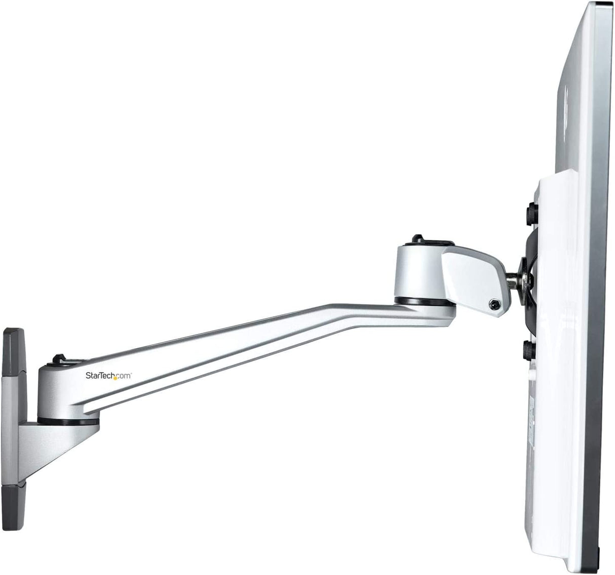 StarTech.com Wall Mount Monitor Arm - Premium - 10.2 Single Swivel - Supports Monitors 12 to 34 - VESA Monitor Wall Mount Bracket - Silver (ARMWALLDS2) Single-Swivel Silver