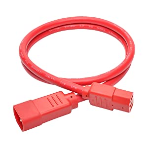 Tripp Lite 3 ft. Heavy Duty Power Extension Cord, C14 to C13, 15A, 14 AWG, Red (P005-003-ARD) Red 3 ft. Cord