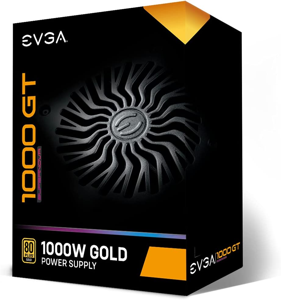 EVGA SuperNOVA 1000 GT, 80 Plus Gold 1000W, Fully Modular, Eco Mode with FDB Fan, 10 Year Warranty, Includes Power ON Self Tester, Compact 150mm Size, Power Supply 220-GT-1000-X1 1000W GT Power Supply