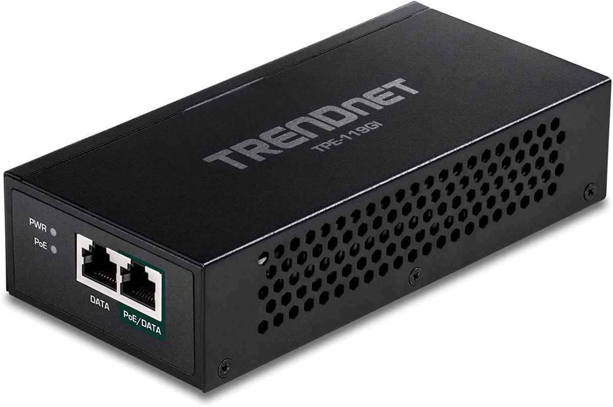 TRENDnet Gigabit PoE++ Injector, Black, TPE-119GI & 60 W Single Output Industrial DIN-Rail Power Supply, Universal AC Input, Extreme -20 to 70 °C (-4 to 158 °F) Operating Temp, TI-M6024 Gigabit Injector + Power Supply