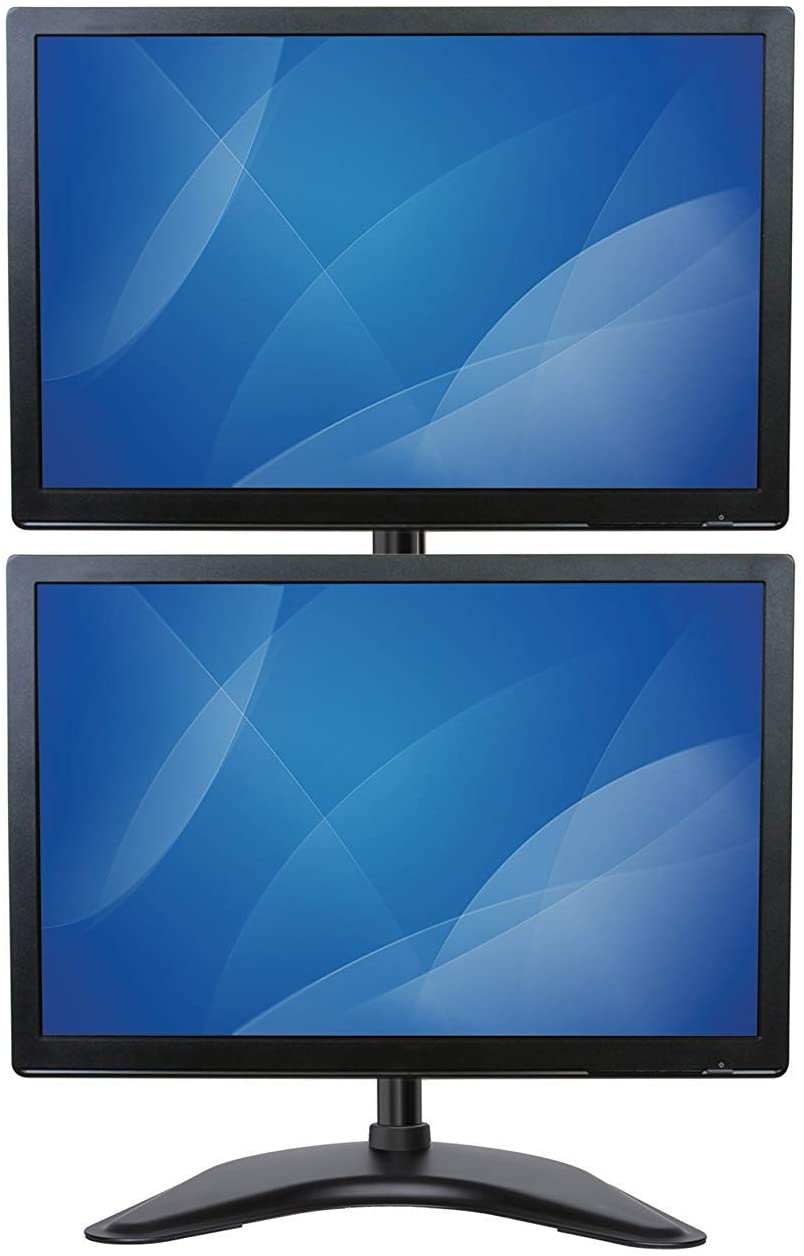 StarTech.com Vertical Dual Monitor Stand - Supports Monitors 13” to 27” - Adjustable - Computer Monitor Stand for Double Stacked VESA Monitors - Black (ARMBARDUOV) Black Stand