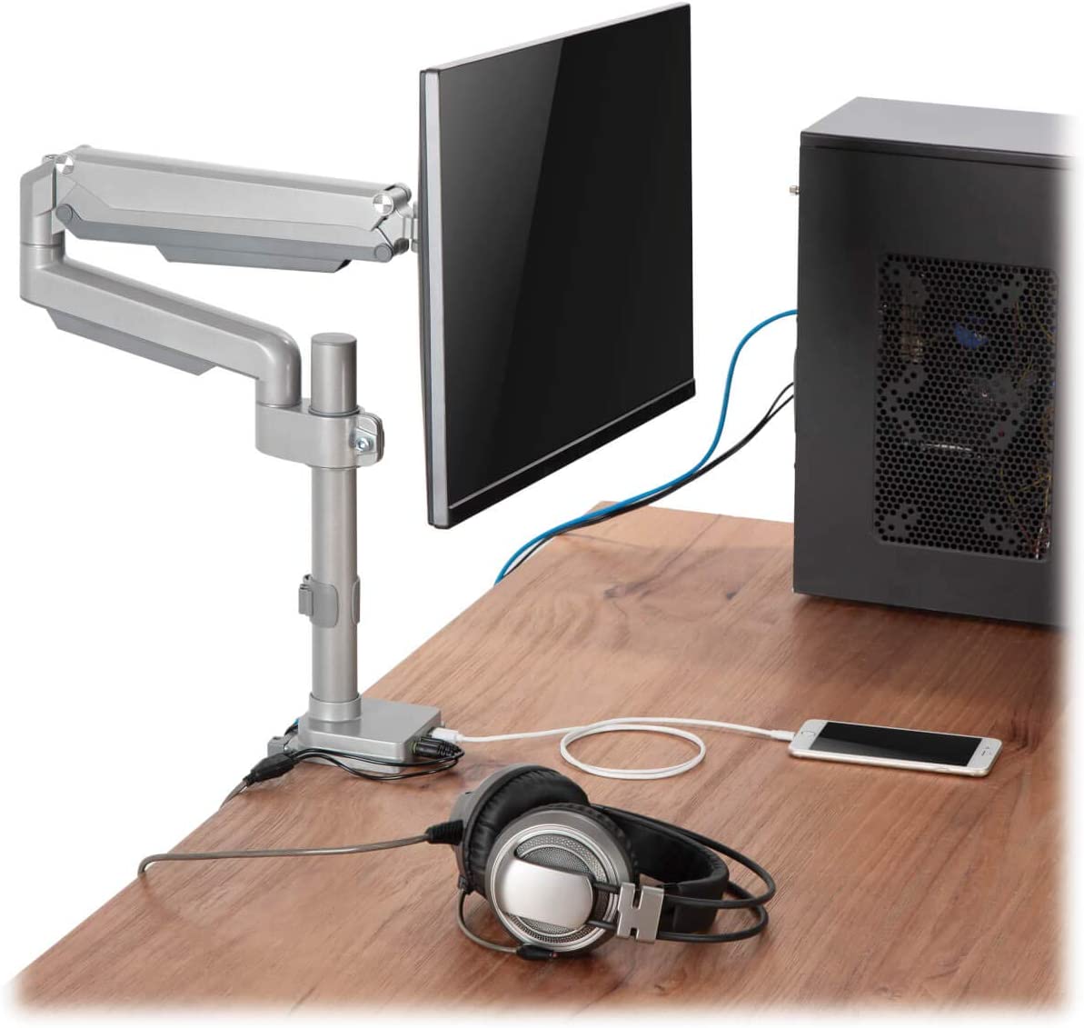 Tripp Lite Display Monitor TV Desk Mount Flex Arm Clamp USB & Audio 17"-32" (DDR1732SAL)