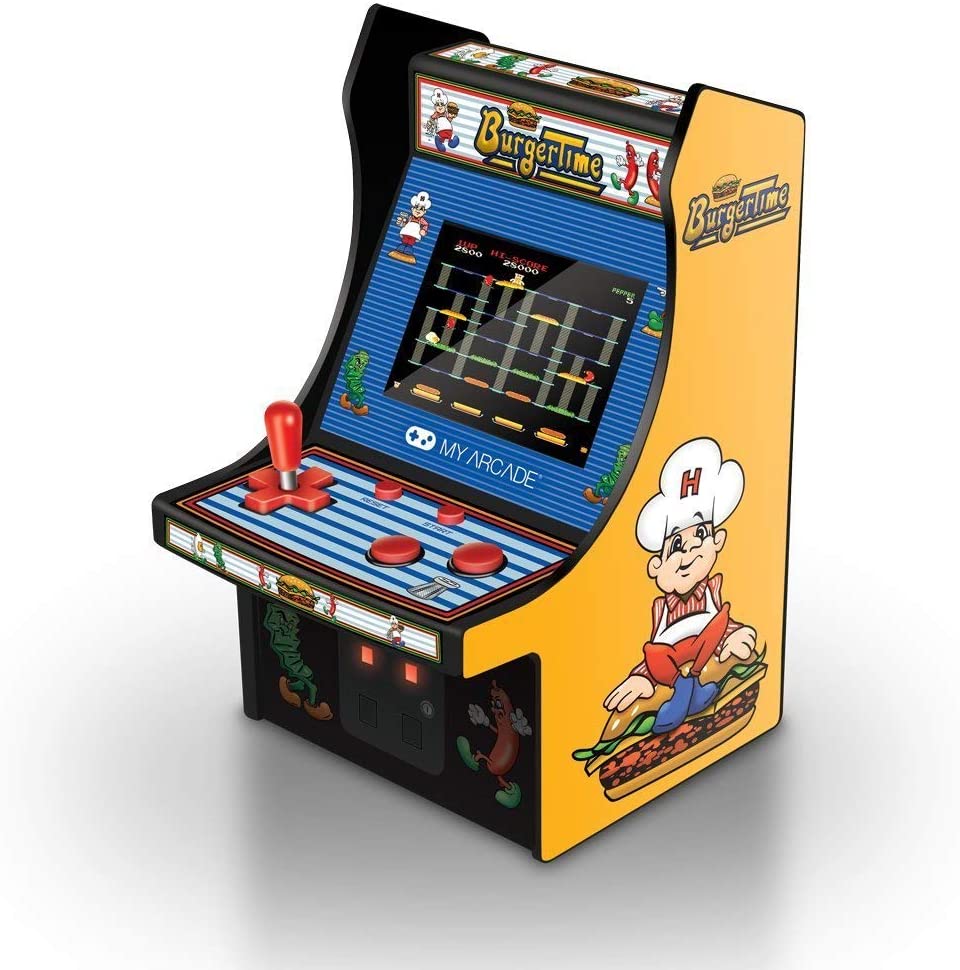 My Arcade Burgertime Micro Player Mini Arcade Machine: Fully Playable, 6.75 Inch Collectible, Color Display, Speaker, Volume Buttons, Headphone Jack - Electronic Games