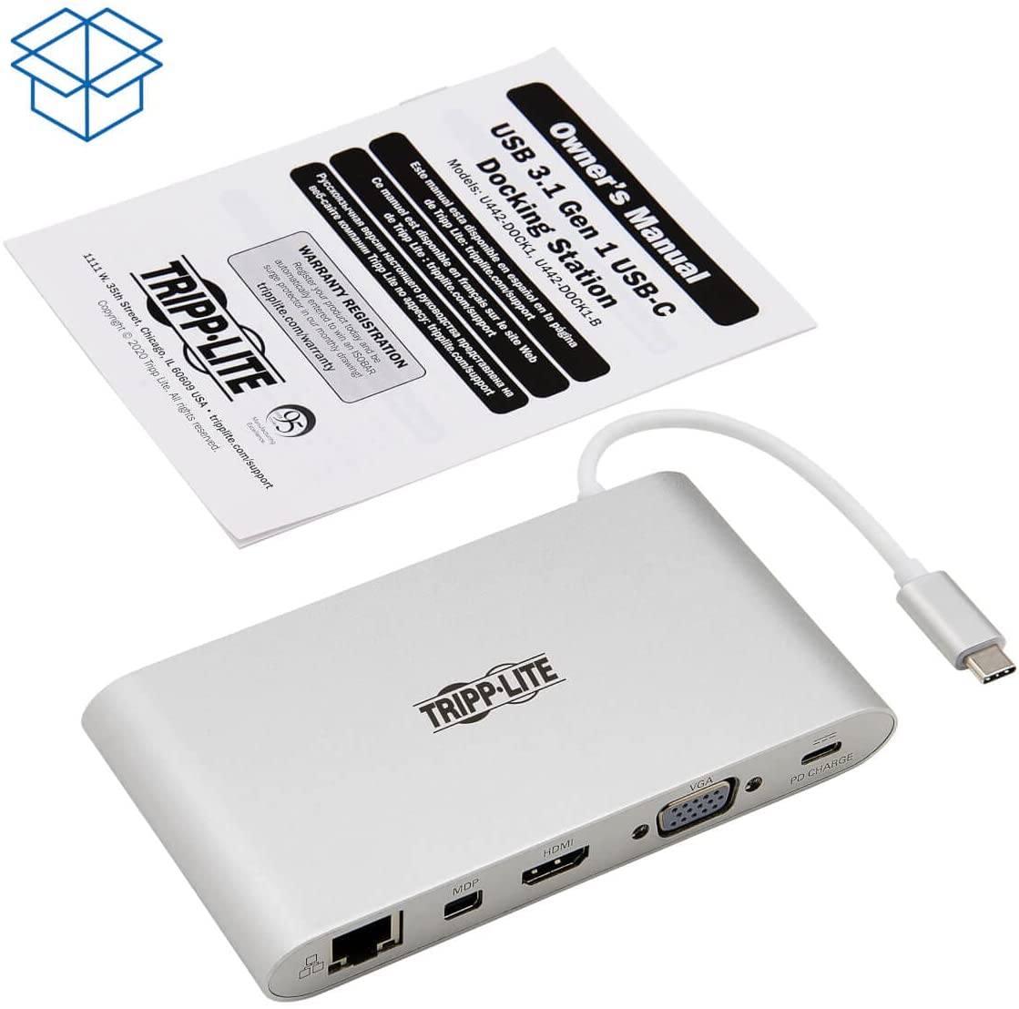 Tripp Lite USB 3.1 Gen 1 USB-C Docking Station w/ USB-A, HDMI, VGA, mDP, Gigabit Ethernet, Mem Card, 3.5mm & USB-C PD Charging, USB C, USB Type C, USB Type-C (U442-DOCK1)