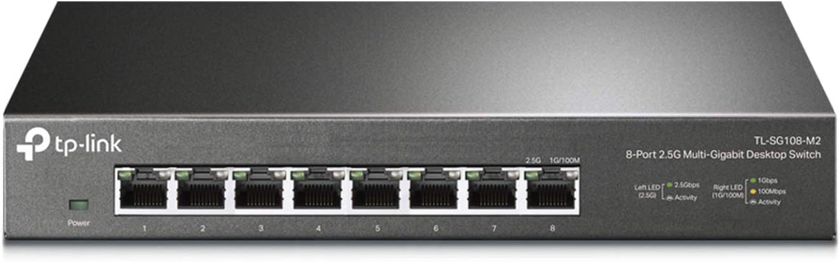 TP-Link TL-SG108-M2 | 8 Port Multi-Gigabit Unmanaged Network Switch, Ethernet Splitter | 2.5G Bandwidth | Plug & Play | Desktop/Wall-Mount | Fanless Metal Design | Limited Lifetime Protection 8 Port, 2.5 Gigabit