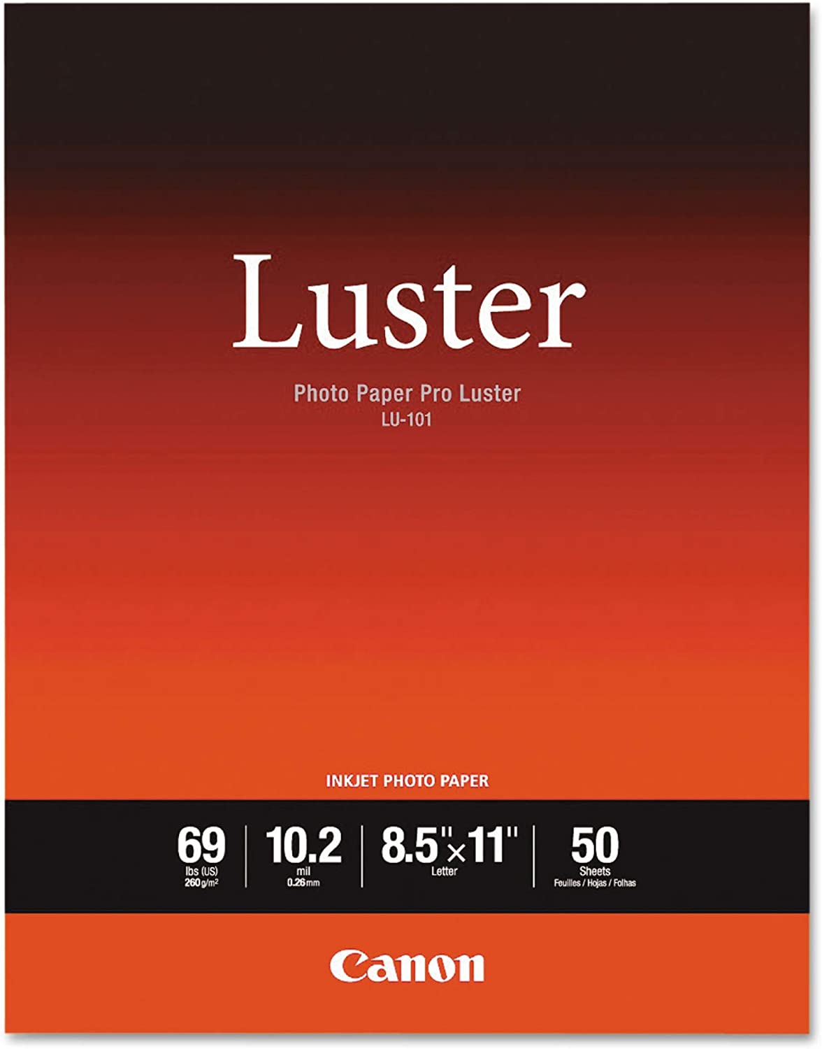 Canon 6211B004 Pro Luster Inkjet Photo Paper, 8 1/2-Inch X 11-Inch, White, 50 Sheets/Pack
