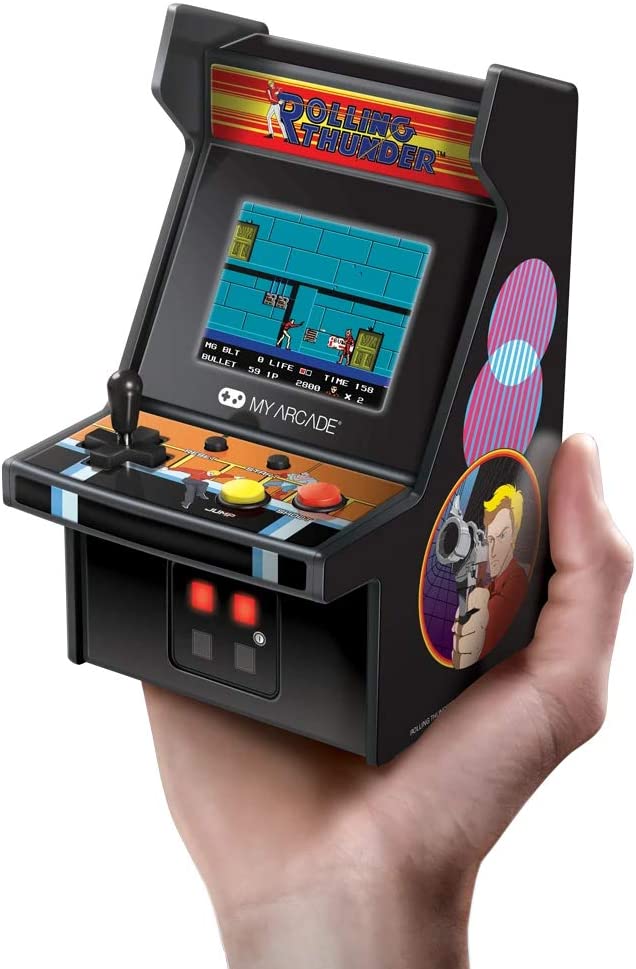 My Arcade Micro Player Mini Arcade Machine: Rolling Thunder Video Game, Fully Playable, 6.75 Inch Collectible, Color Display, Speaker, Volume Buttons, Headphone Jack, Battery or Micro USB Powered
